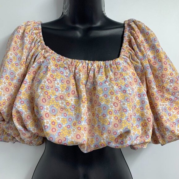 Zara Women's Floral Off the Shoulder Satin Effect Crop Top Size M NWT - Picture 4 of 14